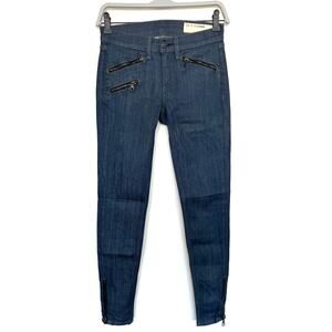 Rag & Bone Kensington Skinny Zippered Moto Jeans in Alice Blue Size 24